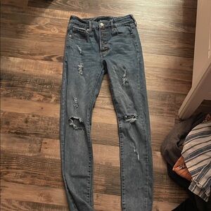 Aeropostale Blue Skinny Distressed Jeans